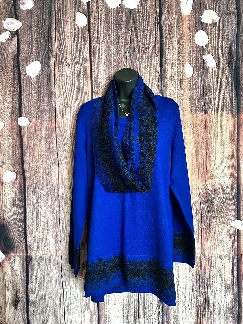 Studio Works Floral Tunic in Blue & Black XL NWT